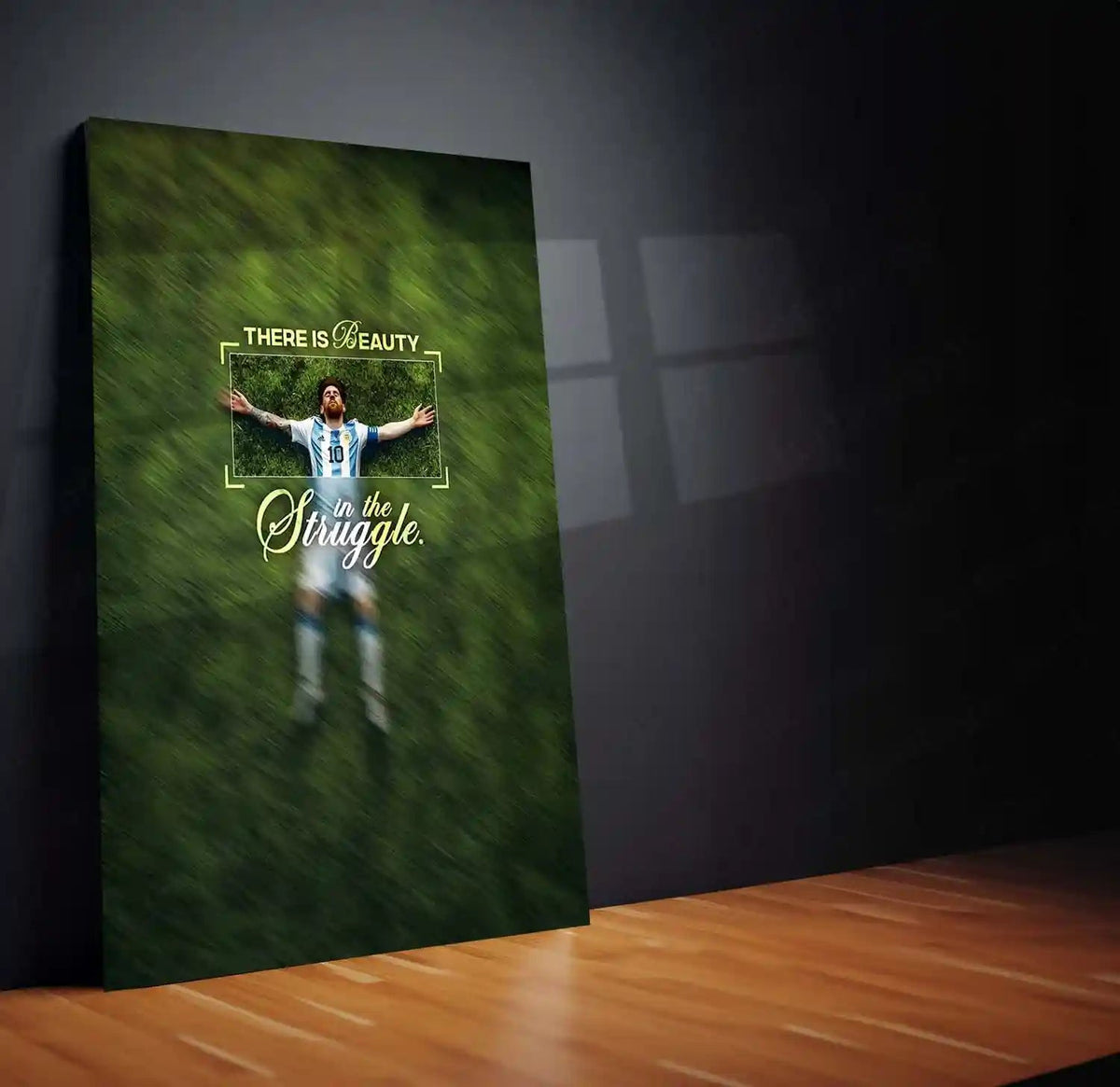 Quote Metal Poster | Lionel Messi – There Is Beauty in the Struggle | Resilience, Growth & Champion Mindset Metal Frame - TURTLEWINGS 