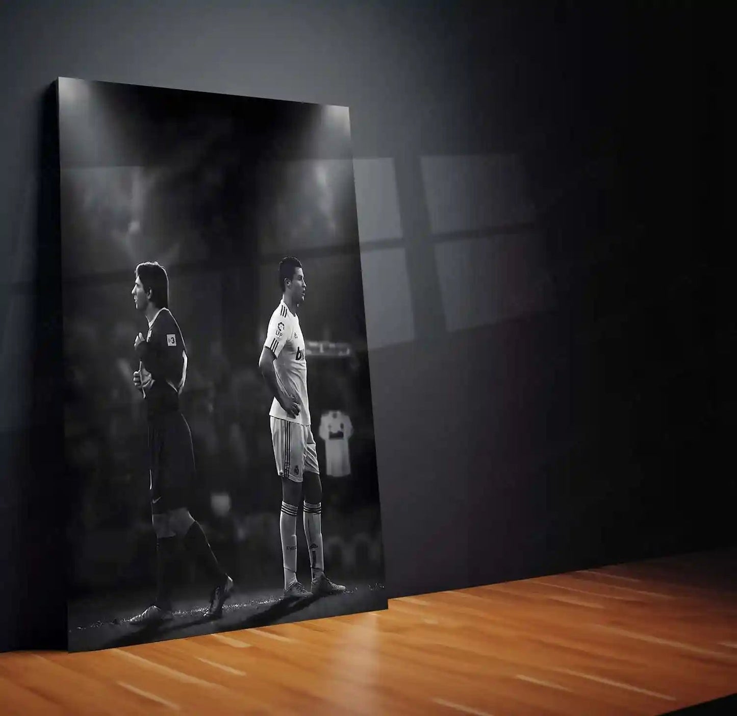 Lionel Messi × Cristiano Ronaldo – Two Paths to Greatness Metal Frame Football GOAT Rivalry Wall Art | Legacy, Discipline & Greatness Mindset Metal Poster - TURTLEWINGS 