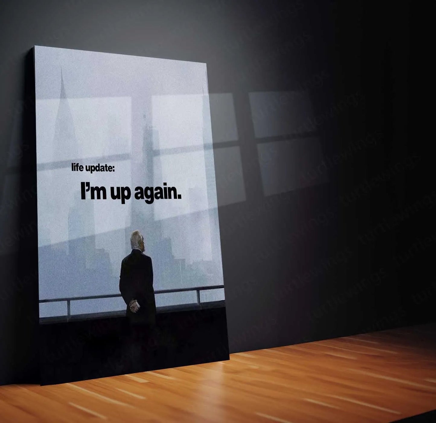 Quote Metal Poster | Logan Roy – “Life Update: I’m Up Again.” | Power Comeback Metal Poster - TURTLEWINGS