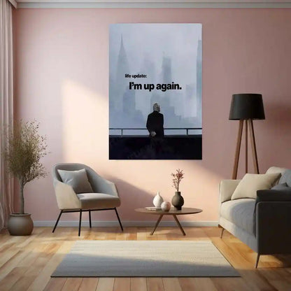 Quote Metal Poster | Logan Roy – “Life Update: I’m Up Again.” | Power Comeback Metal Poster - TURTLEWINGS