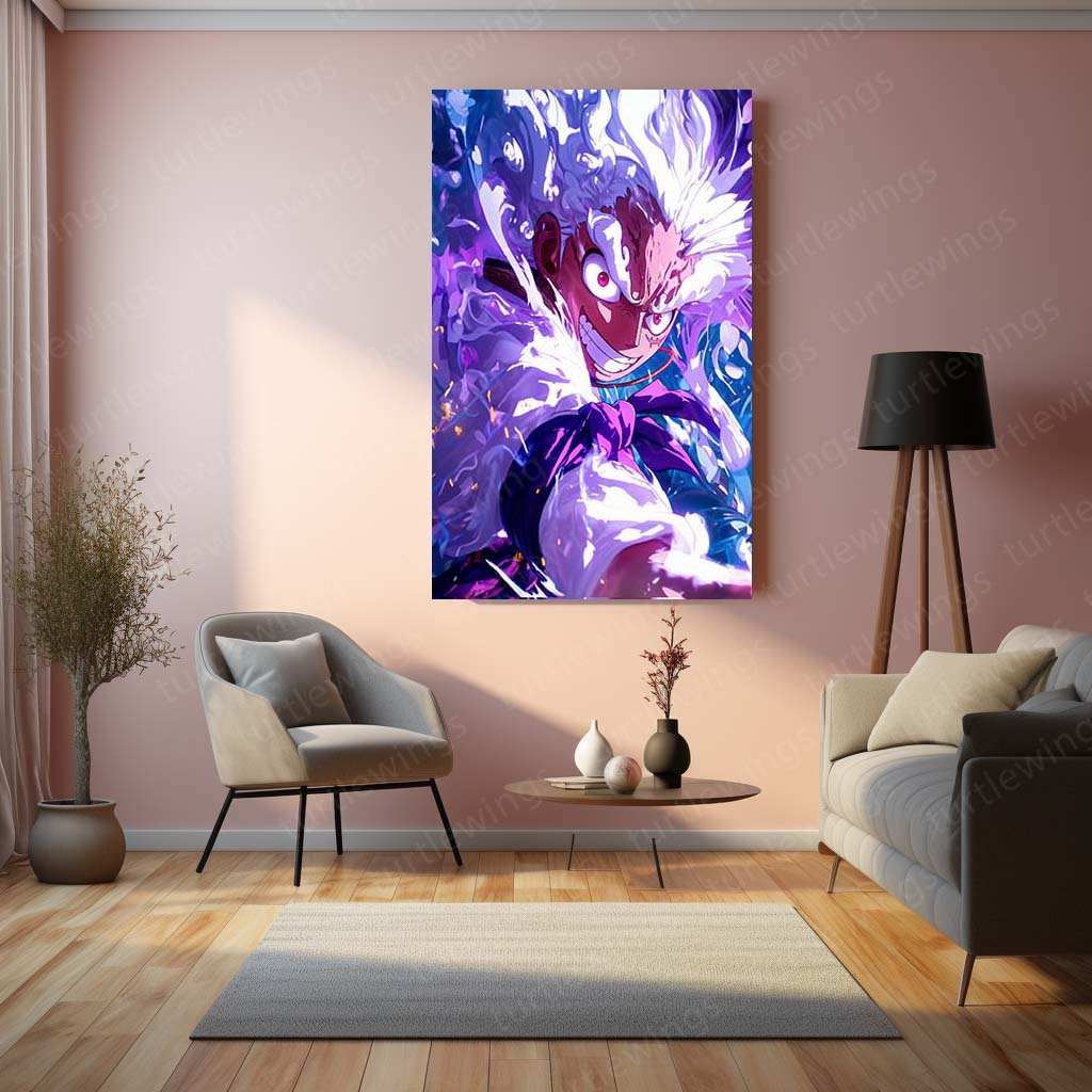 Luffy Gear 5 Metal Poster – One Piece Nika Awakening Wall Art - TURTLEWINGS