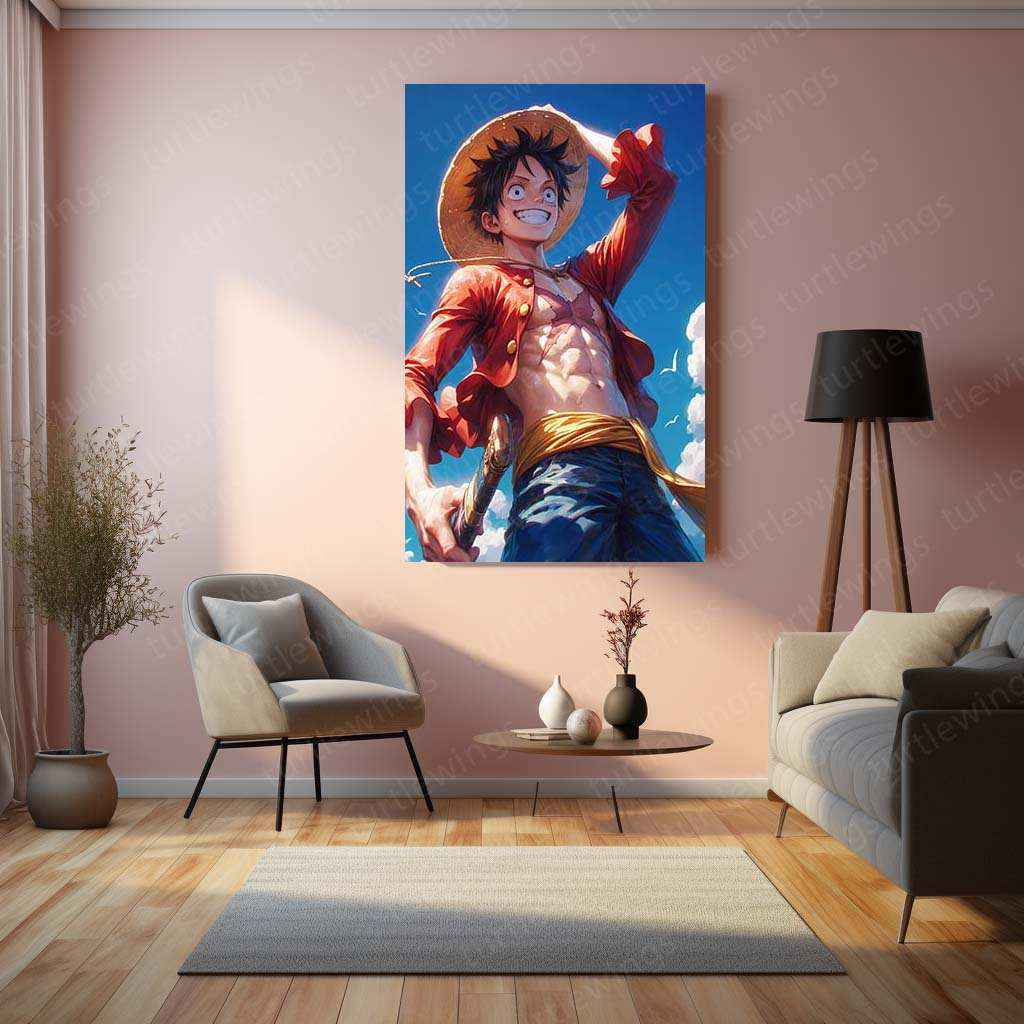 Luffy Hyper-Realistic Metal Poster | One Piece Pirate King | Bold & Dynamic Wall Art - TURTLEWINGS