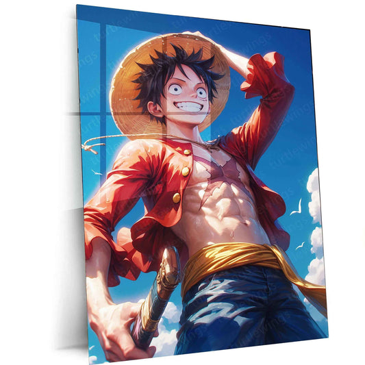 Luffy Hyper-Realistic Metal Poster | One Piece Pirate King | Bold & Dynamic Wall Art - TURTLEWINGS
