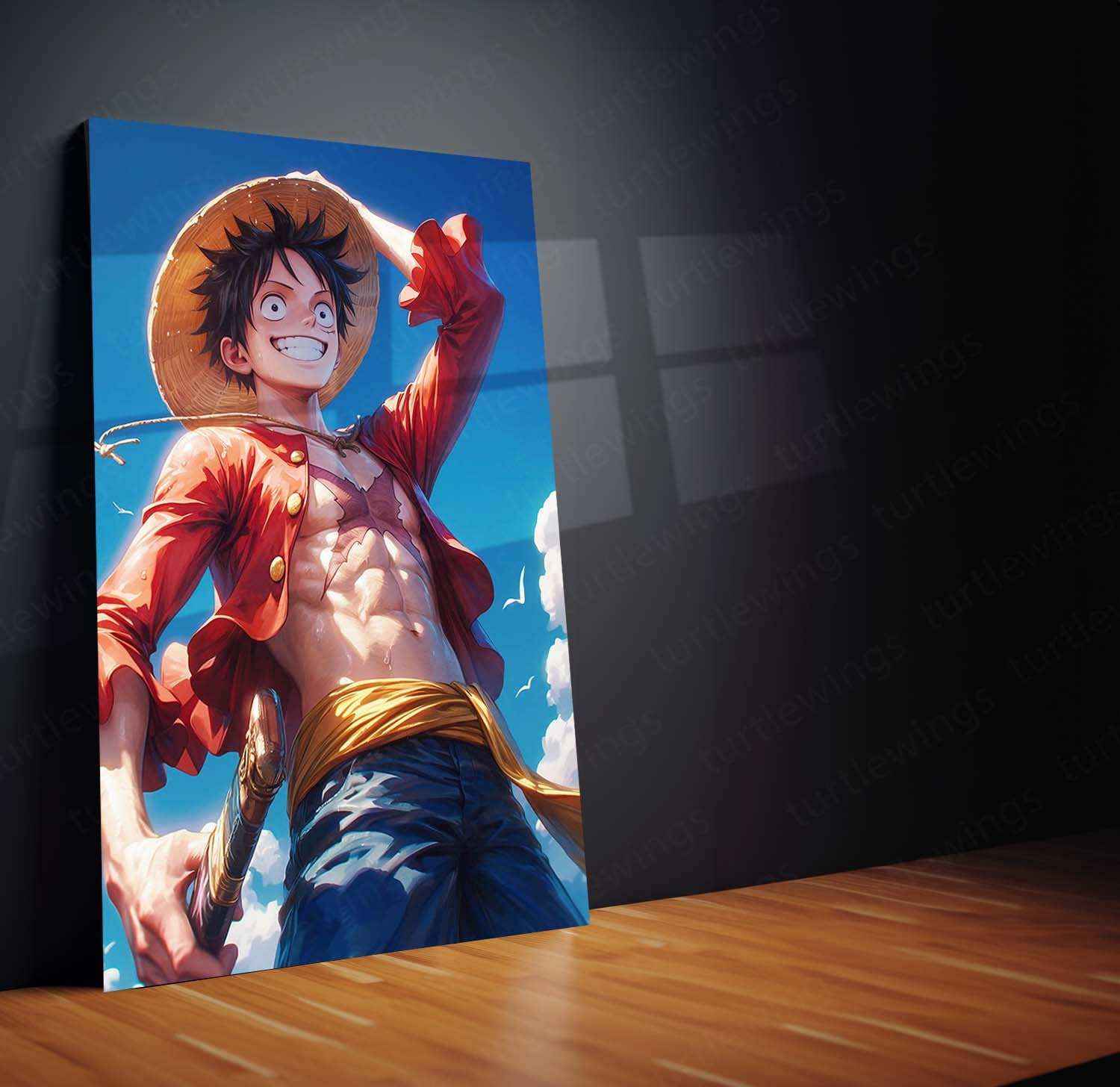 Luffy Hyper-Realistic Metal Poster | One Piece Pirate King | Bold & Dynamic Wall Art - TURTLEWINGS