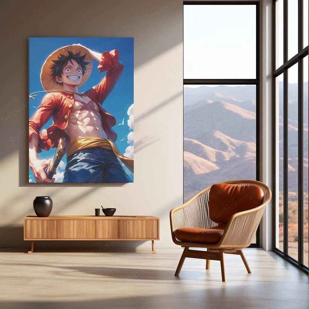 Luffy Hyper-Realistic Metal Poster | One Piece Pirate King | Bold & Dynamic Wall Art - TURTLEWINGS