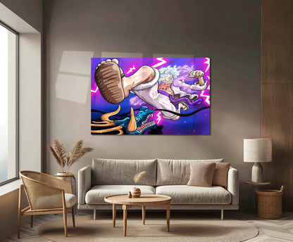 Anime Metal Poster | Luffy vs Kaido Metal Poster | One Piece Battle Wall Art | Premium Anime Metal Poster