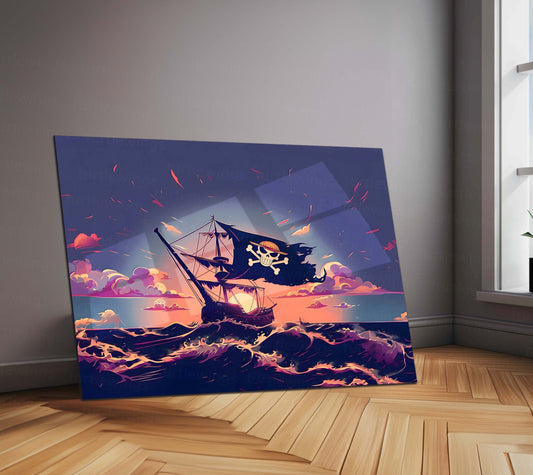Anime Metal Poster | Luffy’s Ship Pirates Metal Poster | One Piece Ocean Adventure Wall Art | Premium Metal Poster