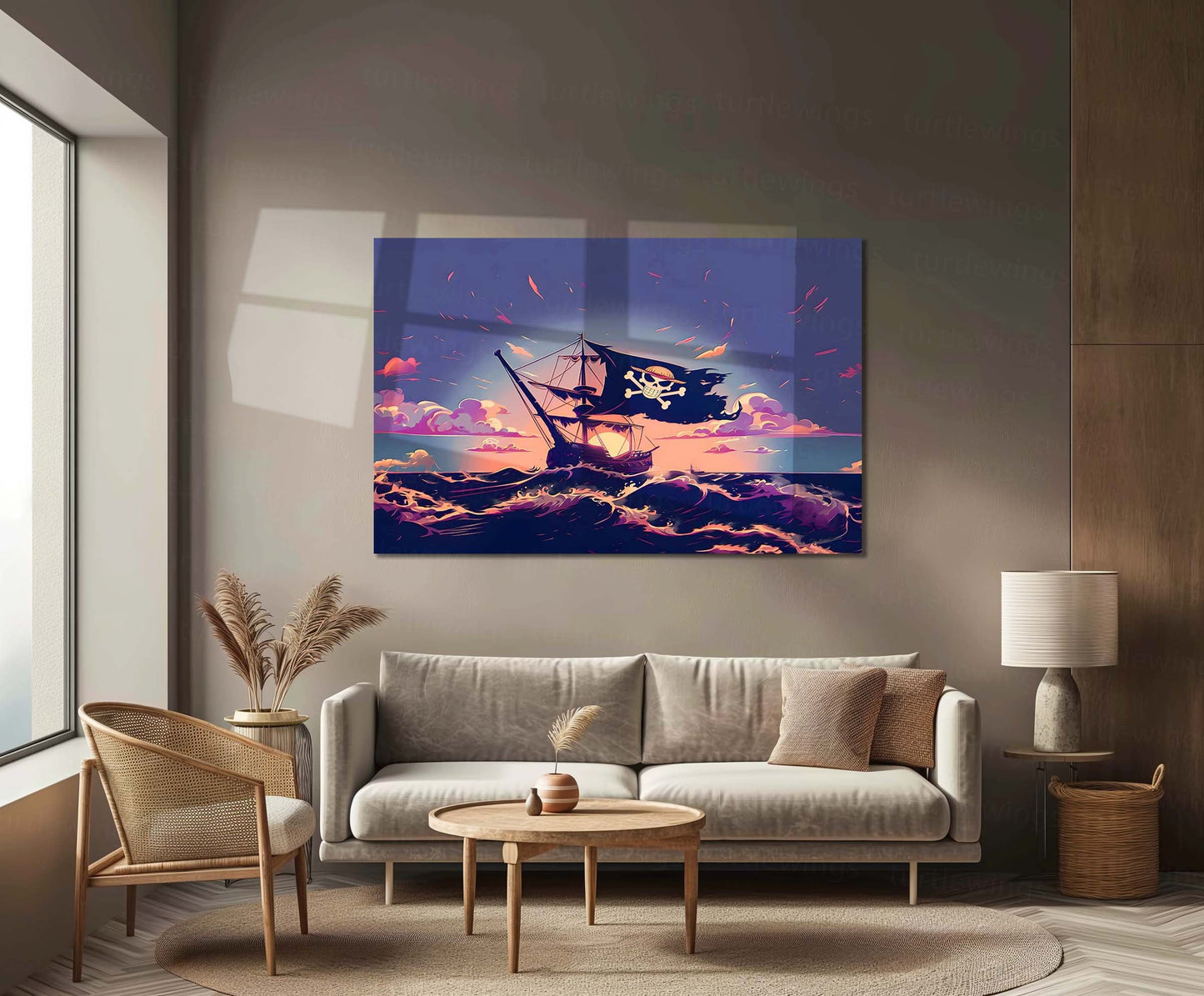 Anime Metal Poster | Luffy’s Ship Pirates Metal Poster | One Piece Ocean Adventure Wall Art | Premium Metal Poster