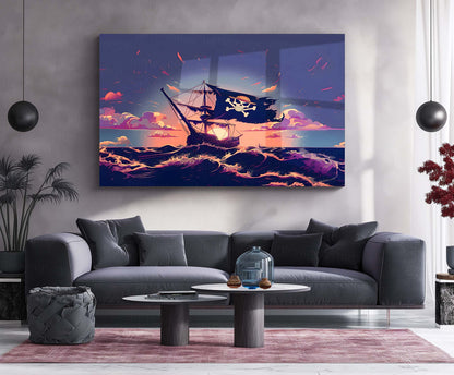 Anime Metal Poster | Luffy’s Ship Pirates Metal Poster | One Piece Ocean Adventure Wall Art | Premium Metal Poster