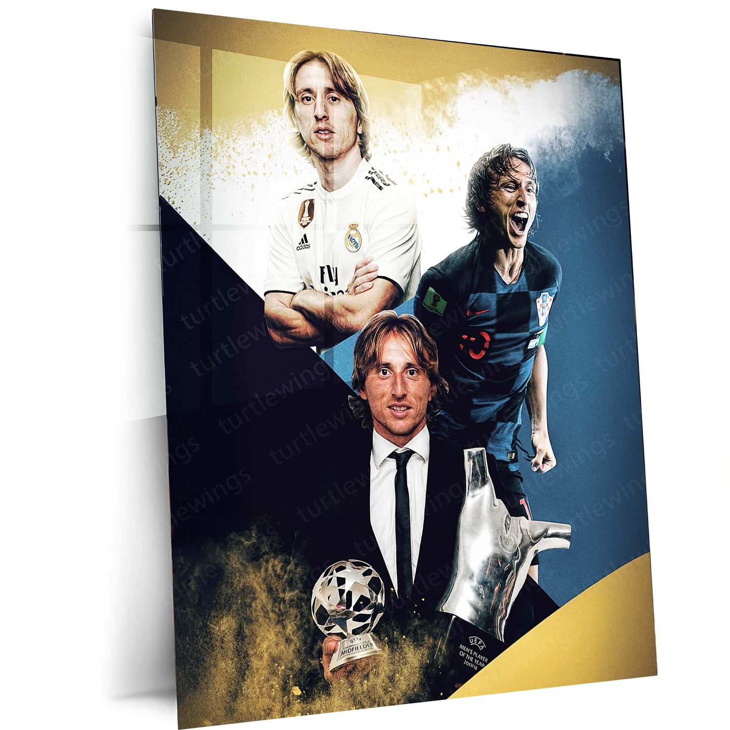 Luka Modrić – Real Madrid & Croatia Collage Metal Frame | 3-Photo Tribute Poster - TURTLEWINGS