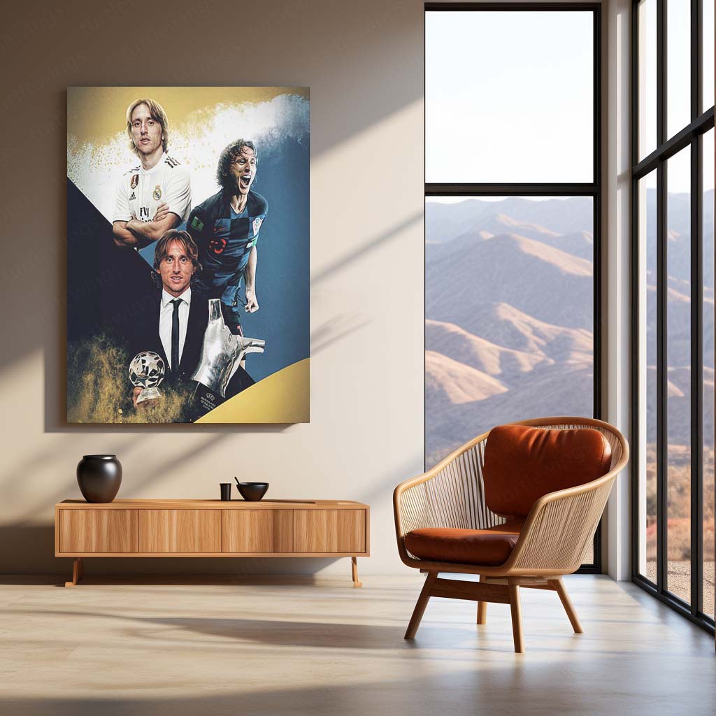 Luka Modrić – Real Madrid & Croatia Collage Metal Frame | 3-Photo Tribute Poster - TURTLEWINGS