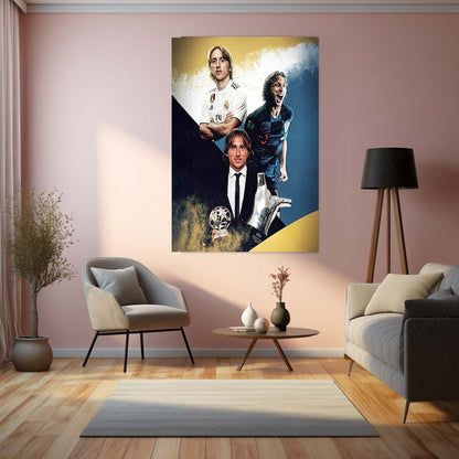 Luka Modrić – Real Madrid & Croatia Collage Metal Frame | 3-Photo Tribute Poster - TURTLEWINGS