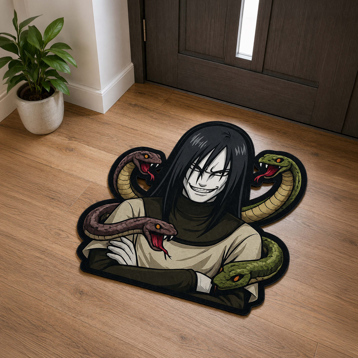 Orochimaru Cut-out Flat Rug | Naruto Legendary Sannin Anime Flat Rug | Premium Snake Sage Gaming Room Decor
