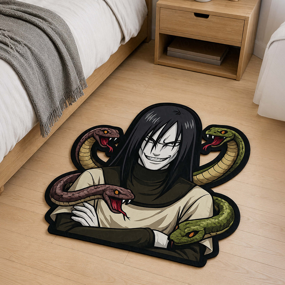 Orochimaru Cut-out Flat Rug | Naruto Legendary Sannin Anime Flat Rug | Premium Snake Sage Gaming Room Decor
