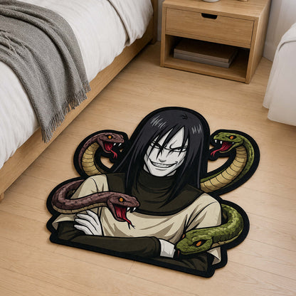 Orochimaru Cut-out Flat Rug | Naruto Legendary Sannin Anime Flat Rug | Premium Snake Sage Gaming Room Decor