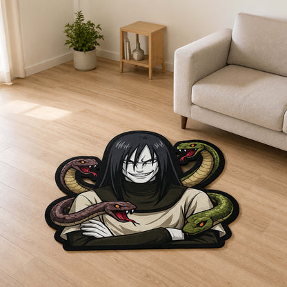 Orochimaru Cut-out Flat Rug | Naruto Legendary Sannin Anime Flat Rug | Premium Snake Sage Gaming Room Decor