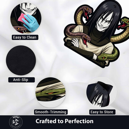 Orochimaru Cut-out Flat Rug | Naruto Legendary Sannin Anime Flat Rug | Premium Snake Sage Gaming Room Decor