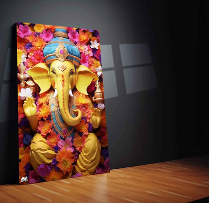 Ganpati Metal Poster | Lord Ganesha Spiritual Wall Art - TURTLEWINGS