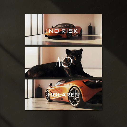 Motivational Metal Poster – Set of 3 | No Risk. No McLaren. | Luxury Hustle Wall Art - TURTLEWINGS