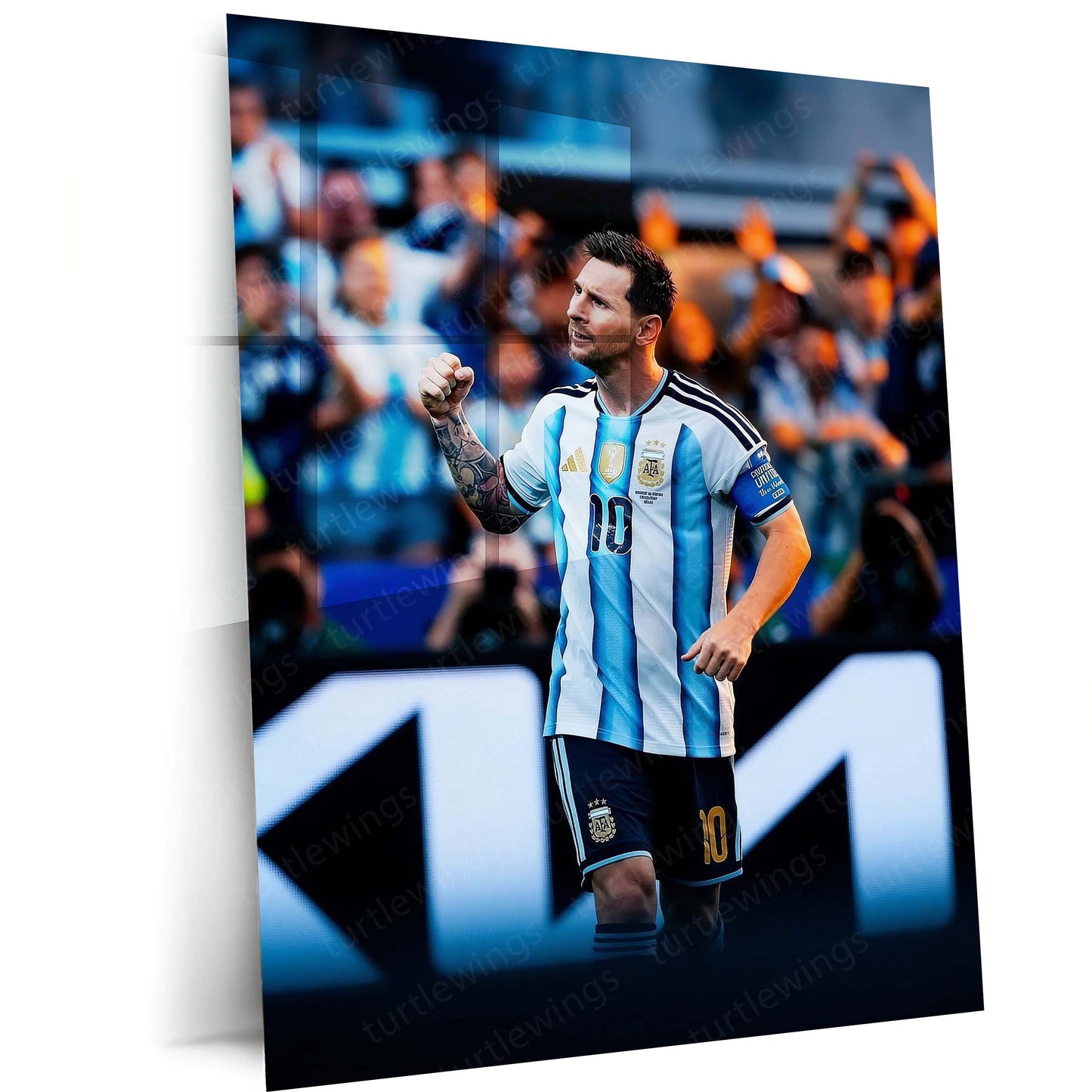Lionel Messi Argentina Victory Celebration Metal Poster | World Champion Football Legend Wall Art