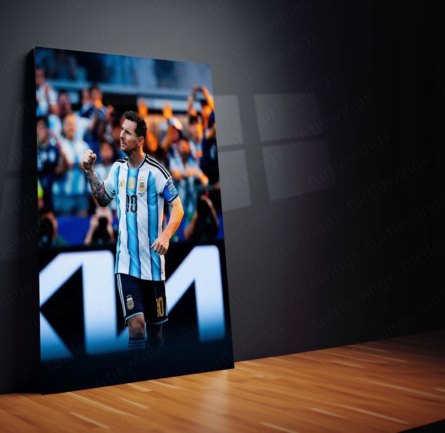 Lionel Messi Argentina Victory Celebration Metal Poster | World Champion Football Legend Wall Art