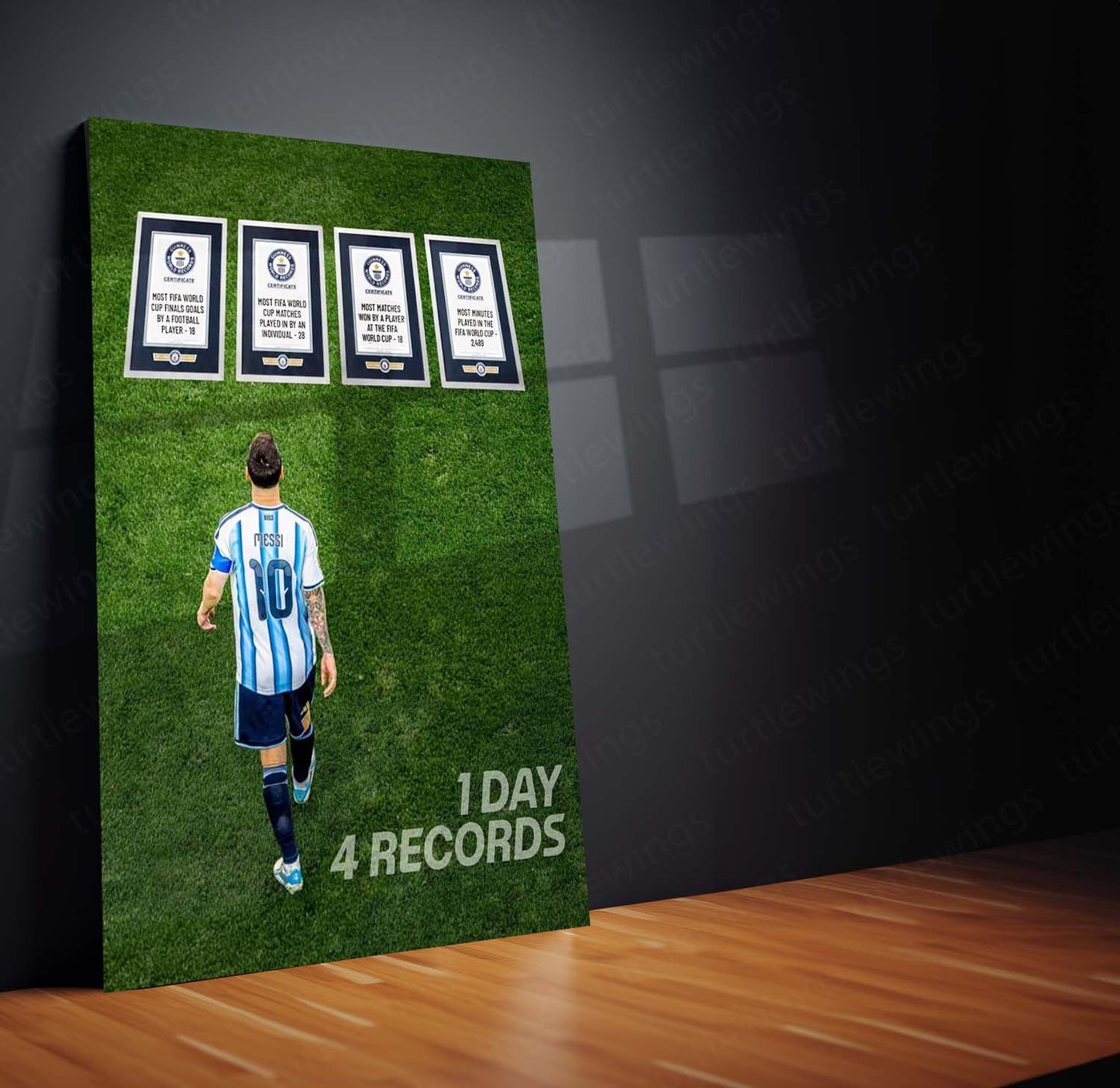 Lionel Messi Guinness World Records Metal Poster | Argentina Football Legend Record Breaker Wall Art