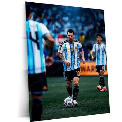 Lionel Messi Argentina Matchday Metal Poster | World Champion No. 10 Football Wall Art