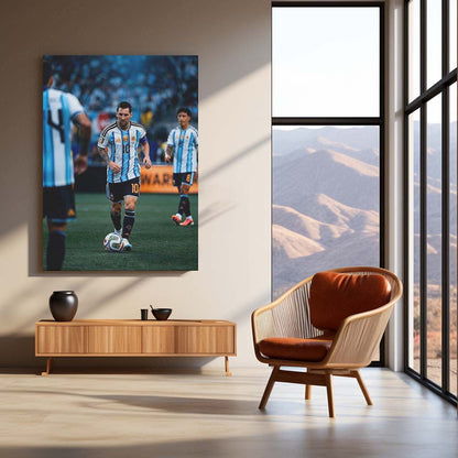 Lionel Messi Argentina Matchday Metal Poster | World Champion No. 10 Football Wall Art