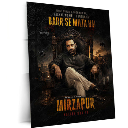 Mirzapur – Kaleen Bhaiya Throne | Crime Drama Metal Frame | Iconic Indian Series Wall Art by TurtleWings