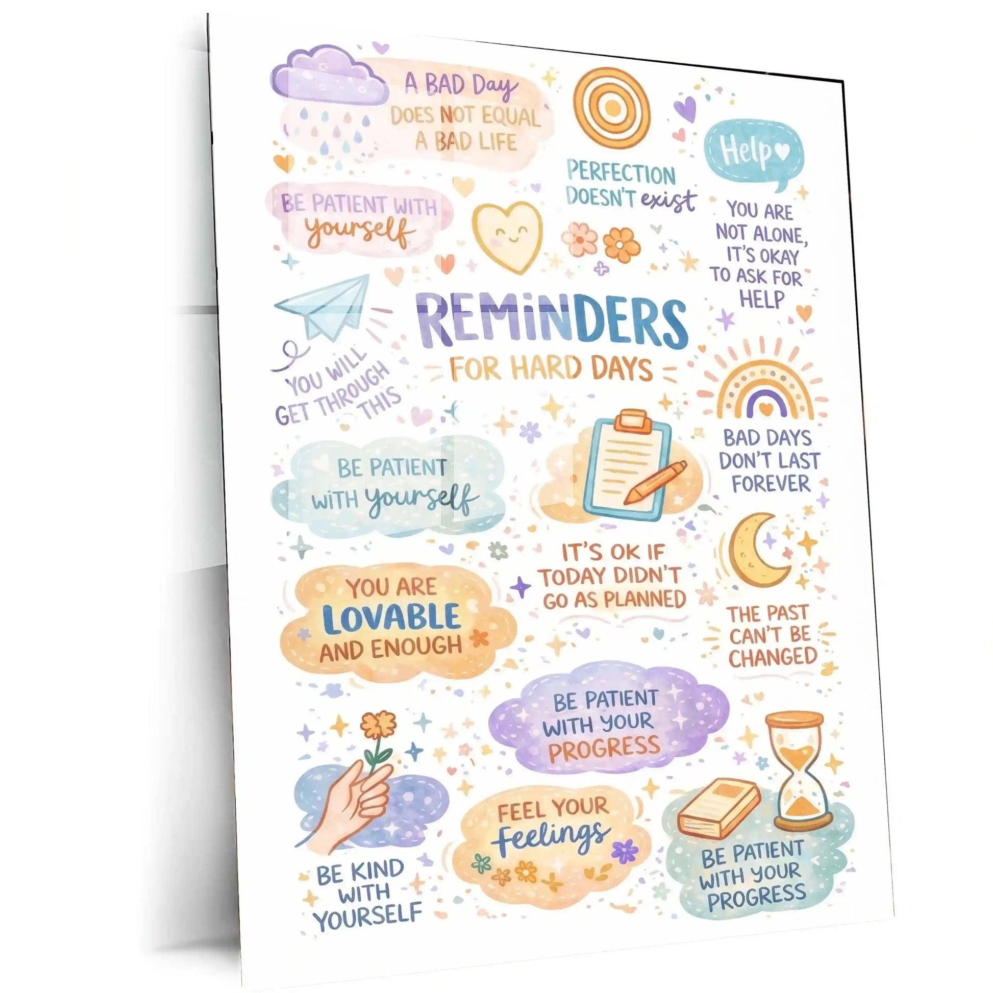 Quote Metal Poster | Reminders For Hard Days – Self Love & Mental Wellness | Motivational Metal Frame - TURTLEWINGS