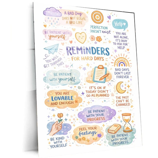 Quote Metal Poster | Reminders For Hard Days – Self Love & Mental Wellness | Motivational Metal Frame - TURTLEWINGS