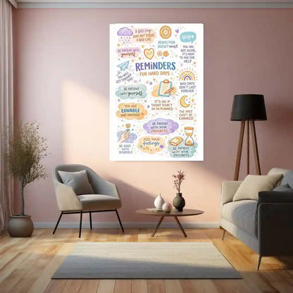 Quote Metal Poster | Reminders For Hard Days – Self Love & Mental Wellness | Motivational Metal Frame - TURTLEWINGS