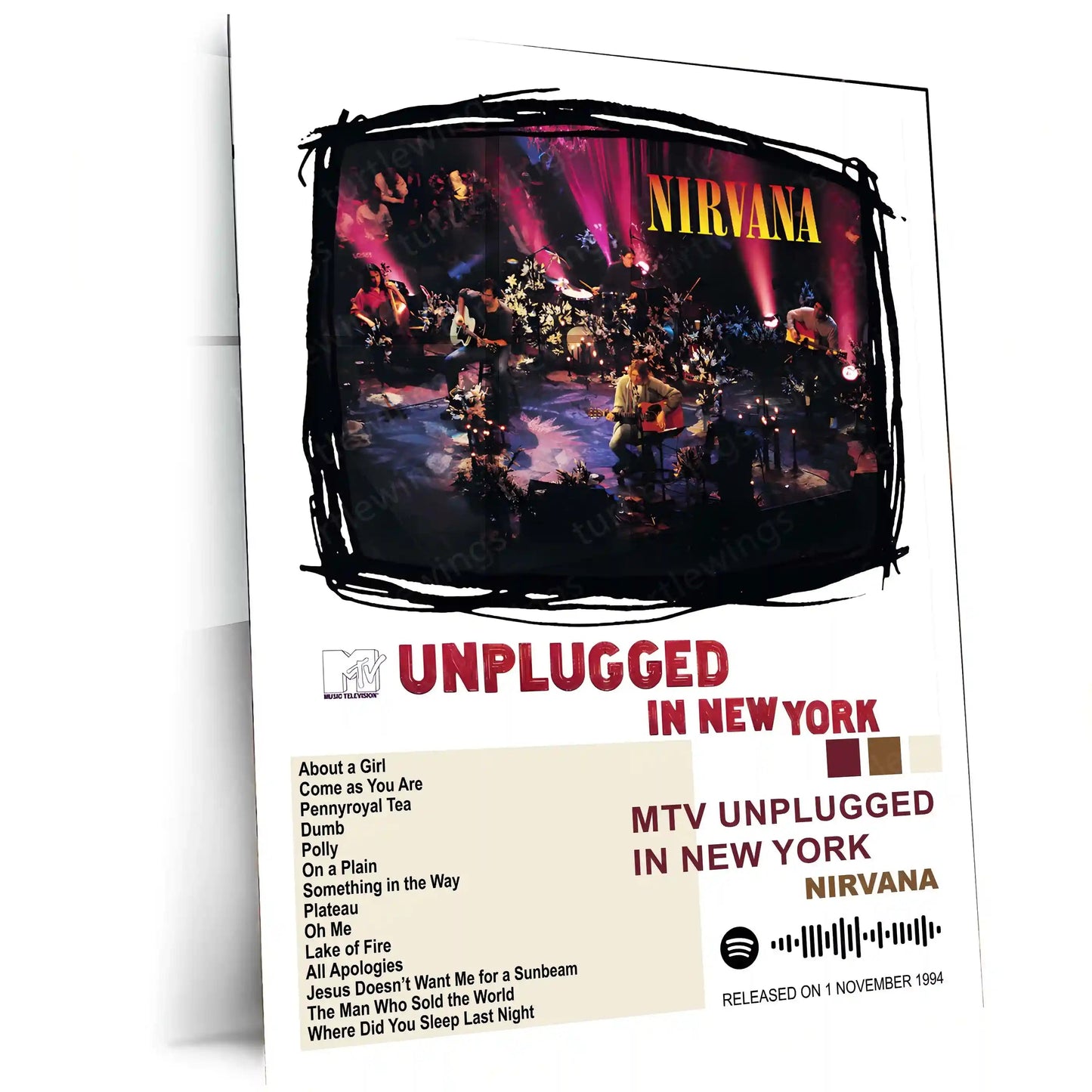 Nirvana Complete Collection | Set of 11 | Set of 4 | Set of 8| Album Posters Metal Frames Grunge Legacy. Iconic Albums. Timeless Wall Statement. - TURTLEWINGS
