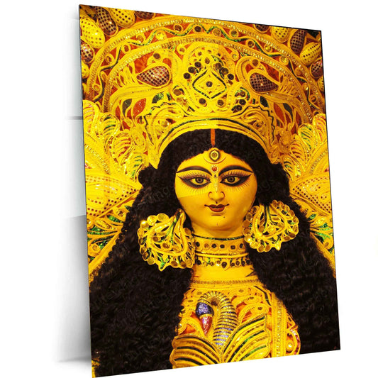 Maa Durga Metal Poster – Divine Goddess of Power | Spiritual Wall Art - TURTLEWINGS