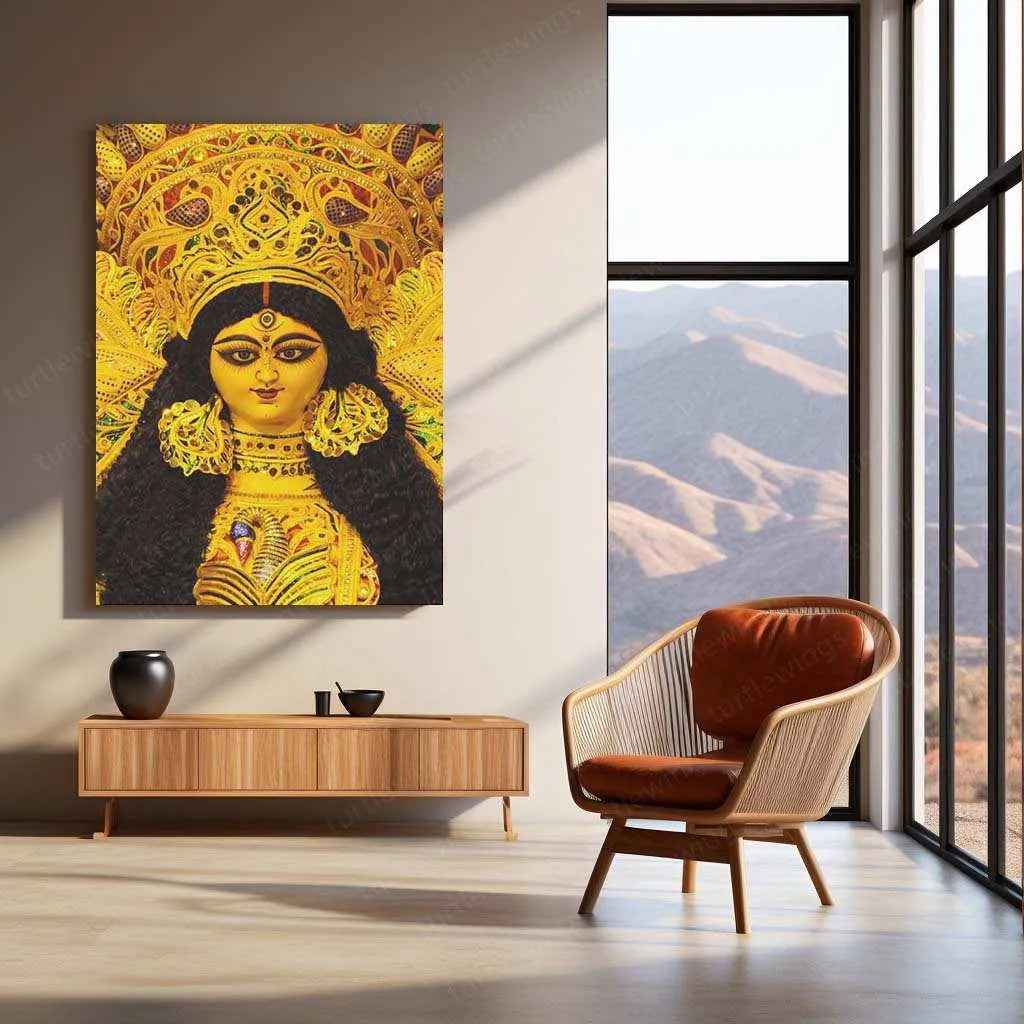 Maa Durga Metal Poster – Divine Goddess of Power | Spiritual Wall Art - TURTLEWINGS