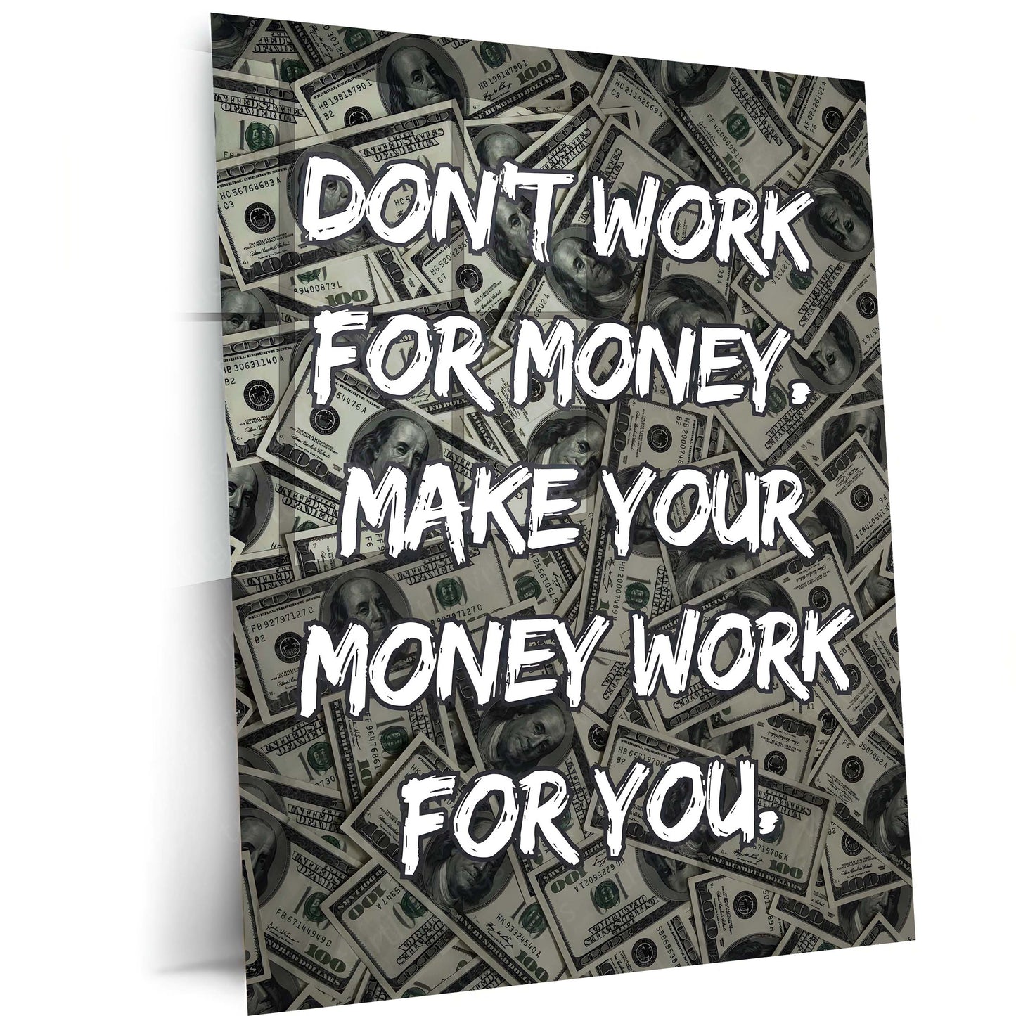 Quote Metal Poster | Make Your Money Work For You | Financial Freedom Metal Frame | Money Motivation Wall Art