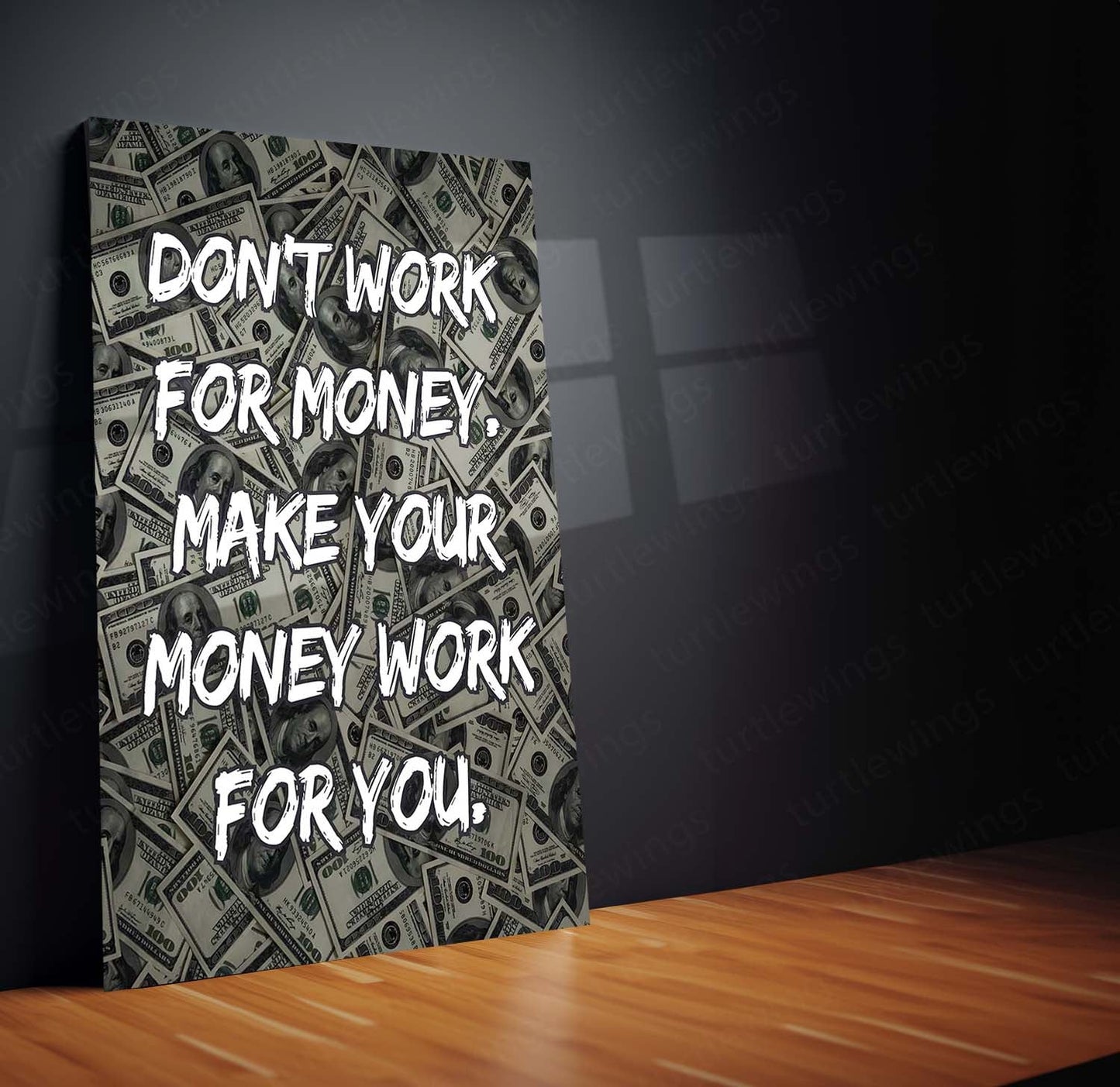 Quote Metal Poster | Make Your Money Work For You | Financial Freedom Metal Frame | Money Motivation Wall Art