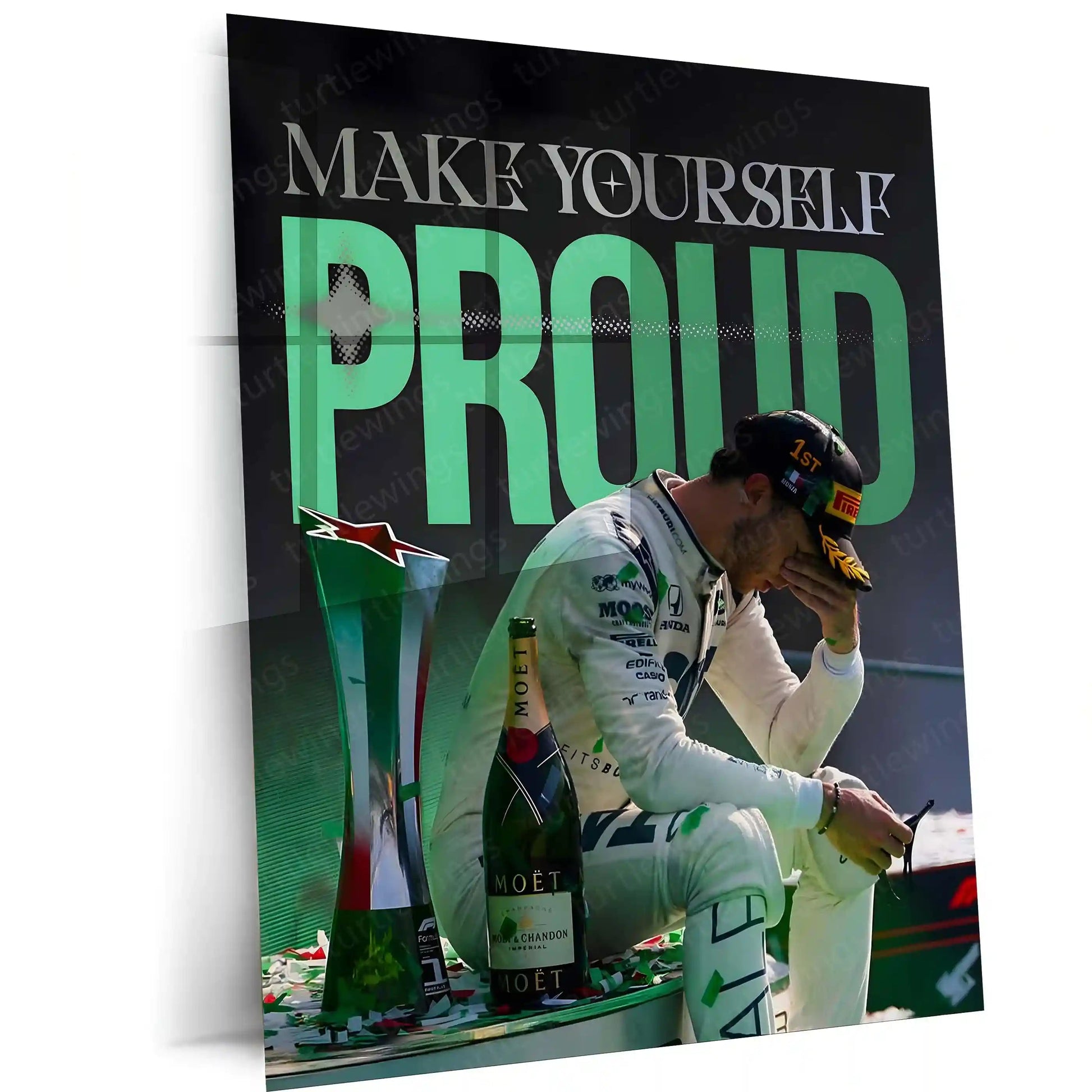 Quote Metal Poster | Pierre Gasly – Make Yourself Proud Metal Frame Formula 1 Resilience Wall Art | Personal Victory Mindset Quote Metal Poster - TURTLEWINGS