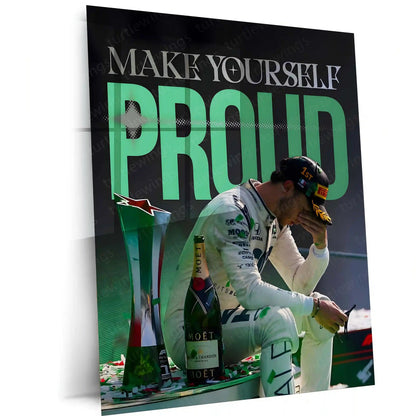 Quote Metal Poster | Pierre Gasly – Make Yourself Proud Metal Frame Formula 1 Resilience Wall Art | Personal Victory Mindset Quote Metal Poster - TURTLEWINGS