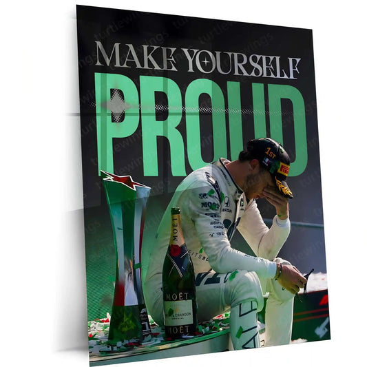 Quote Metal Poster | Pierre Gasly – Make Yourself Proud Metal Frame Formula 1 Resilience Wall Art | Personal Victory Mindset Quote Metal Poster - TURTLEWINGS