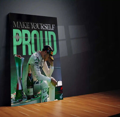 Quote Metal Poster | Pierre Gasly – Make Yourself Proud Metal Frame Formula 1 Resilience Wall Art | Personal Victory Mindset Quote Metal Poster - TURTLEWINGS