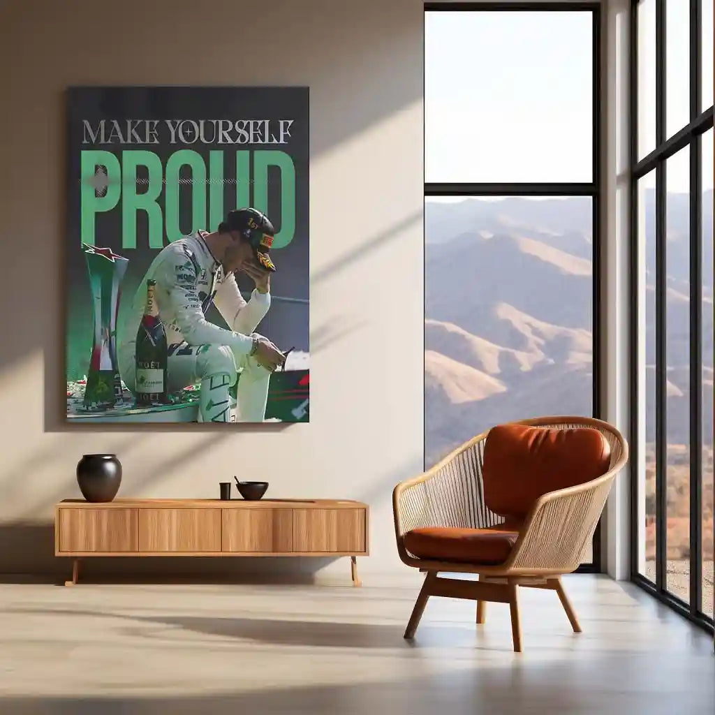 Quote Metal Poster | Pierre Gasly – Make Yourself Proud Metal Frame Formula 1 Resilience Wall Art | Personal Victory Mindset Quote Metal Poster - TURTLEWINGS