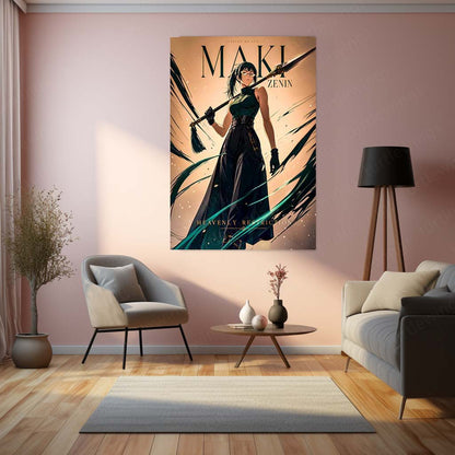 Anime Metal Poster | Maki Zenin Heavenly Restriction Metal Poster | Jujutsu Kaisen Anime Wall Art | Premium Aluminum Print