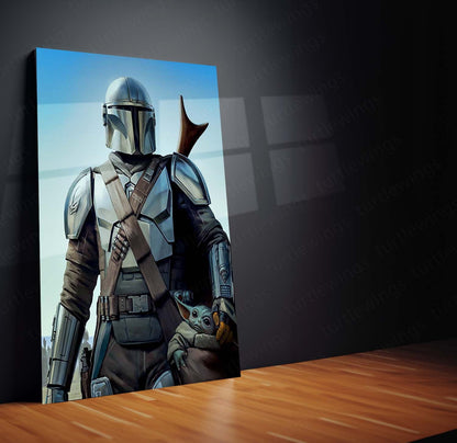 Mandalorian Warrior Metal Poster | Galactic Protector Wall Art  Epic Sci-Fi Adventure Metal Frame by TurtleWings