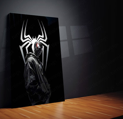 Spider-Man Miles Morales Black Suit Metal Poster | Marvel Superhero Wall Art