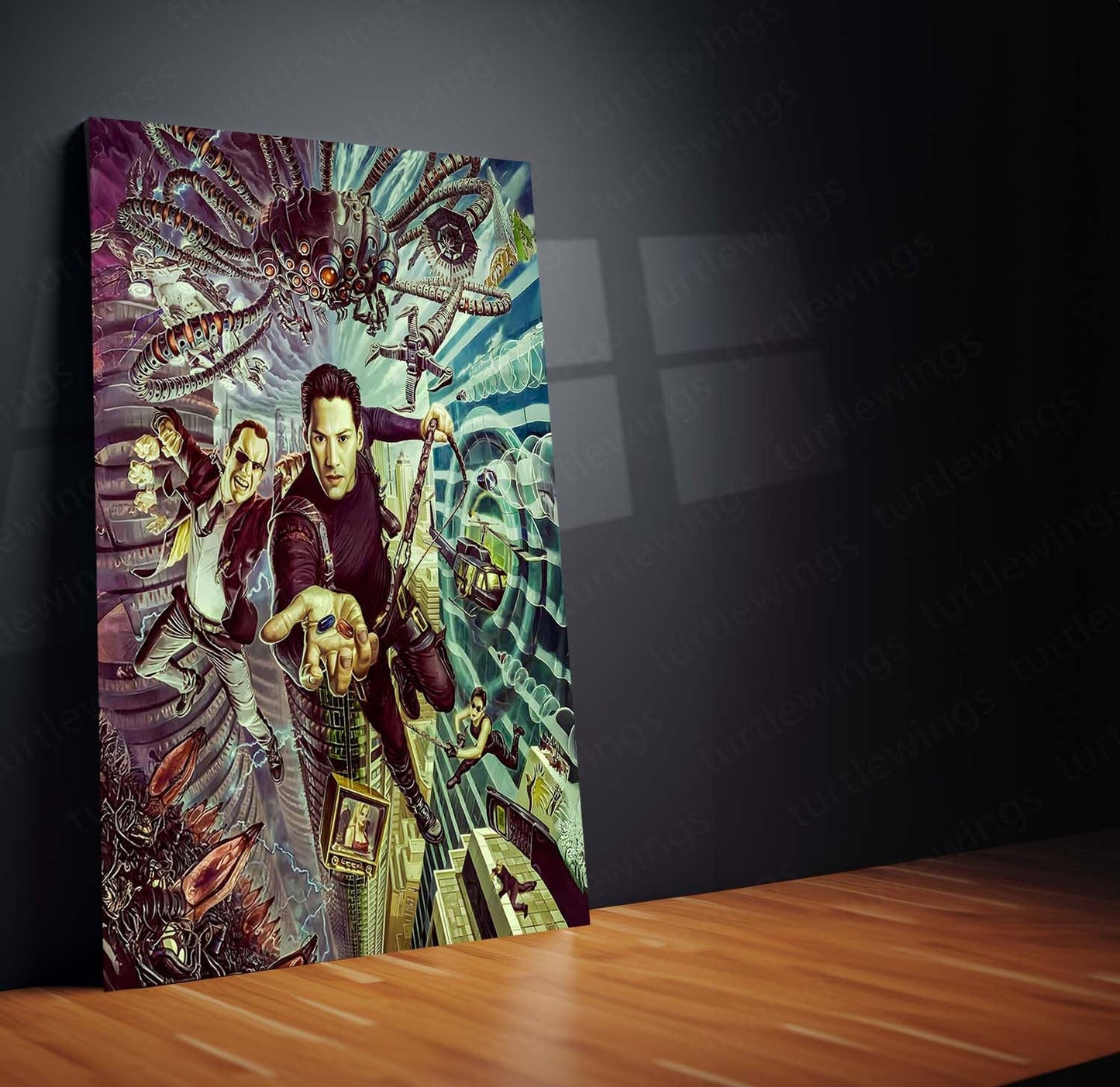 Game Metal Poster | Matrix World – Neo’s Red & Blue Pill Choice Artwork | Cyberpunk Sci-Fi Metal Frame Poster