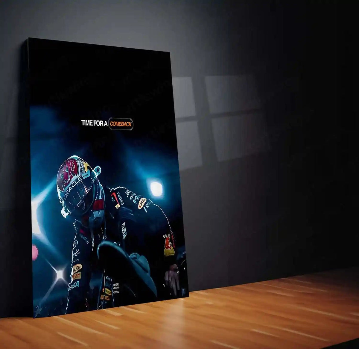 Quote Metal Poster | Max Verstappen – TIME FOR A COMEBACK | Resilience, Redemption & Champion Mindset Metal Frame - TURTLEWINGS 
