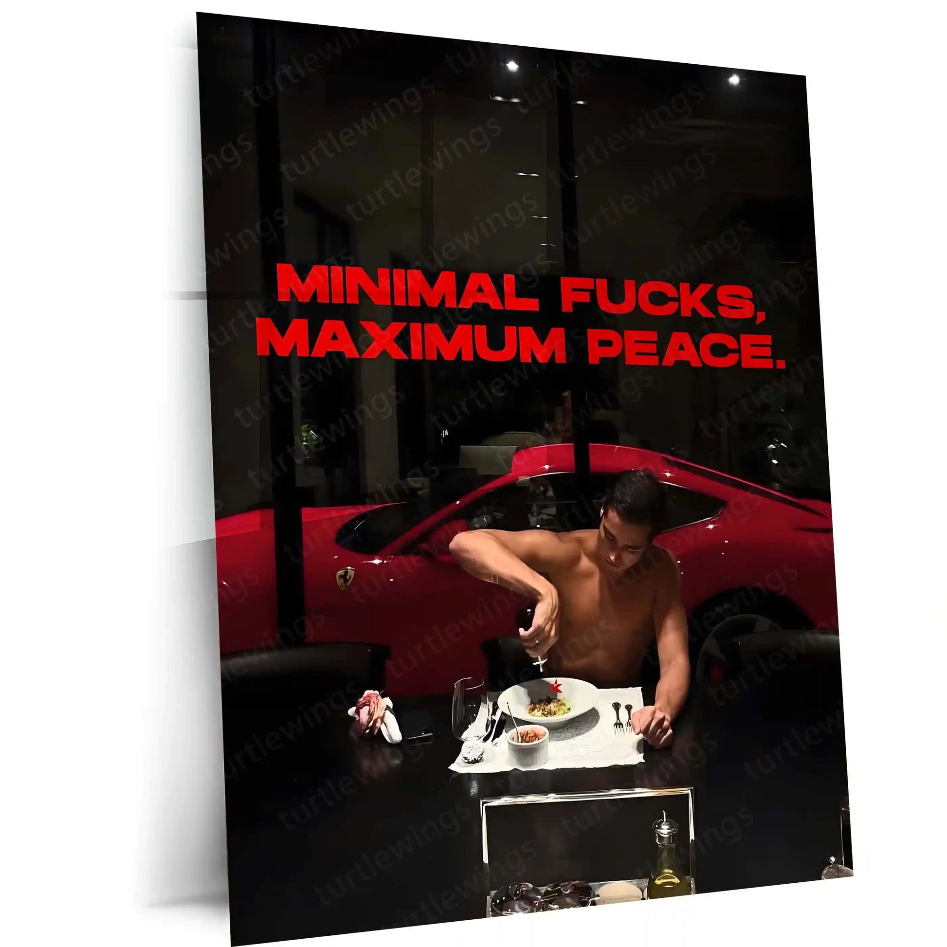 Quote Metal Poster | Maximum Peace Metal Frame Minimalist Mindset Wall Art | Quiet Power & Boundaries Quote Metal Poster - TURTLEWINGS