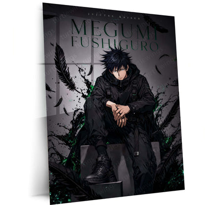 Anime Metal Poster | Megumi Fushiguro Shadow Technique Metal Poster | Jujutsu Kaisen Anime Wall Art | Premium Aluminum Print