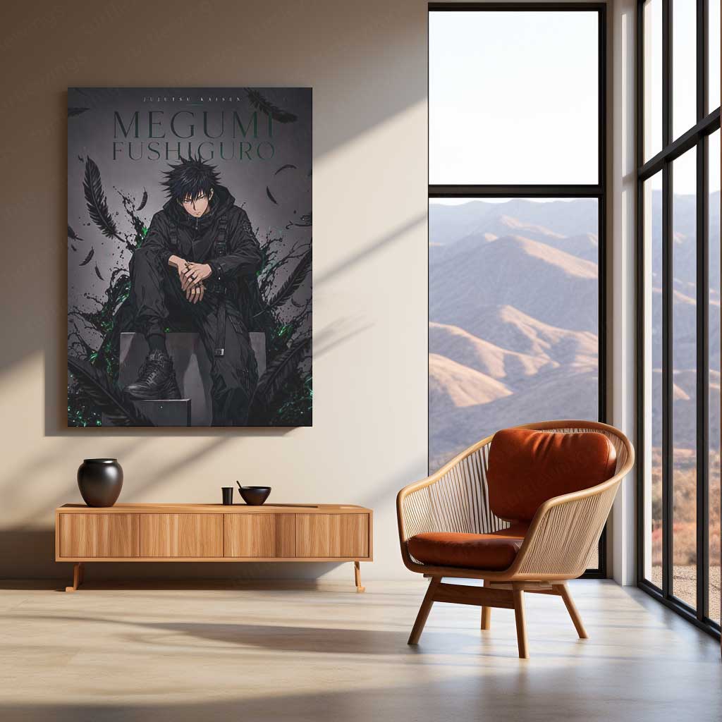 Anime Metal Poster | Megumi Fushiguro Shadow Technique Metal Poster | Jujutsu Kaisen Anime Wall Art | Premium Aluminum Print